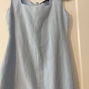 Square-neck Mini Sky Blue Sleeveless Dress